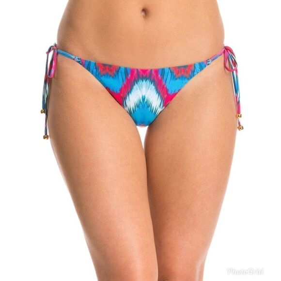 PILYQ String Bikini Bottom Side Tie Triangle Mumbai Pink Blue Small Large New - Picture 1 of 8